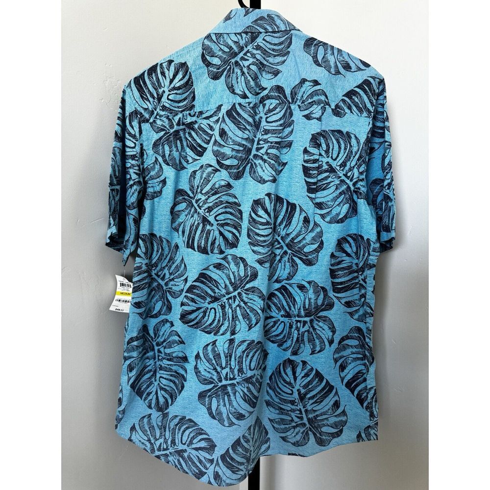 Club Room Men's Hawaiian Print Blue Button Down Shirt Size M
